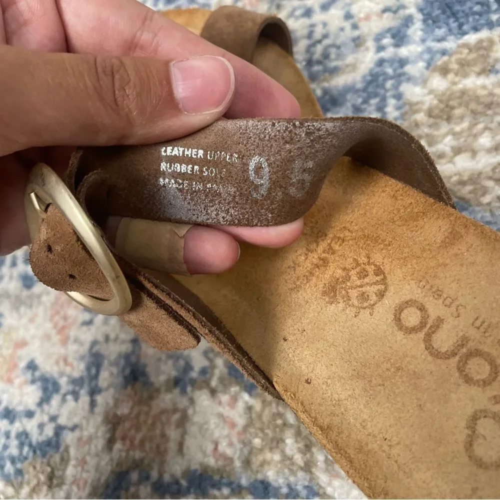Yokono Nubuck Sandals Women’s Size 9.5 Tan Leather Upper Rubber Sole